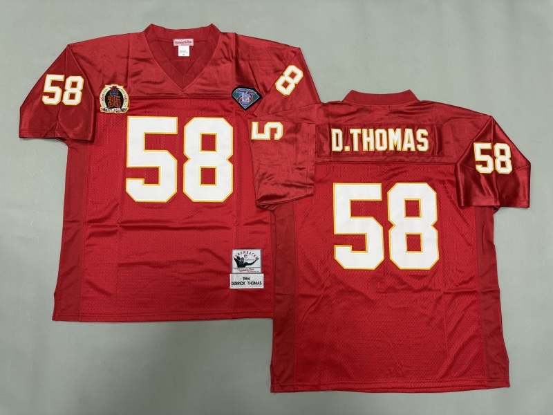 Men 2025 Kansas City Chiefs 58 D.Thomas red Throwback Limited NFL Jersey style 001
